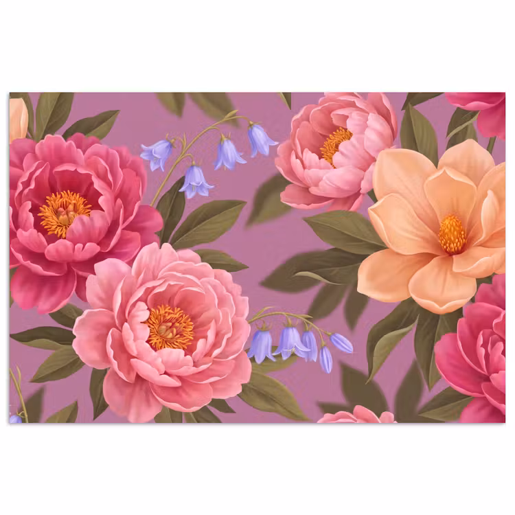 Poster - Bloemen - Patroon - Illustratie - Roze — 1