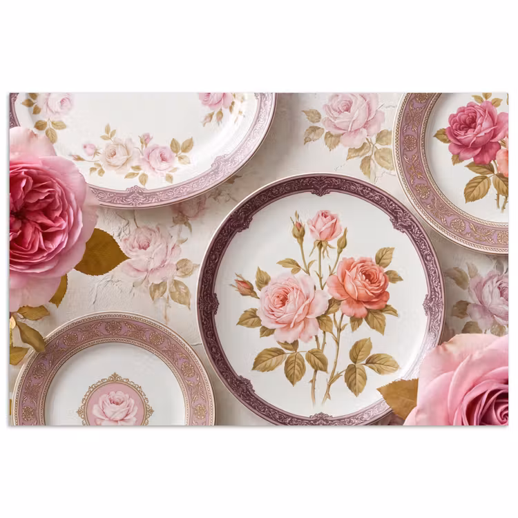 Poster - Bloemen - Patroon - Vintage - Roze - Decoratie — 1