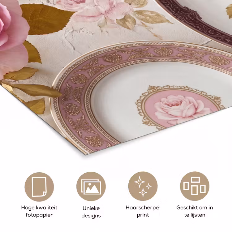 Poster - Bloemen - Patroon - Vintage - Roze - Decoratie — 5