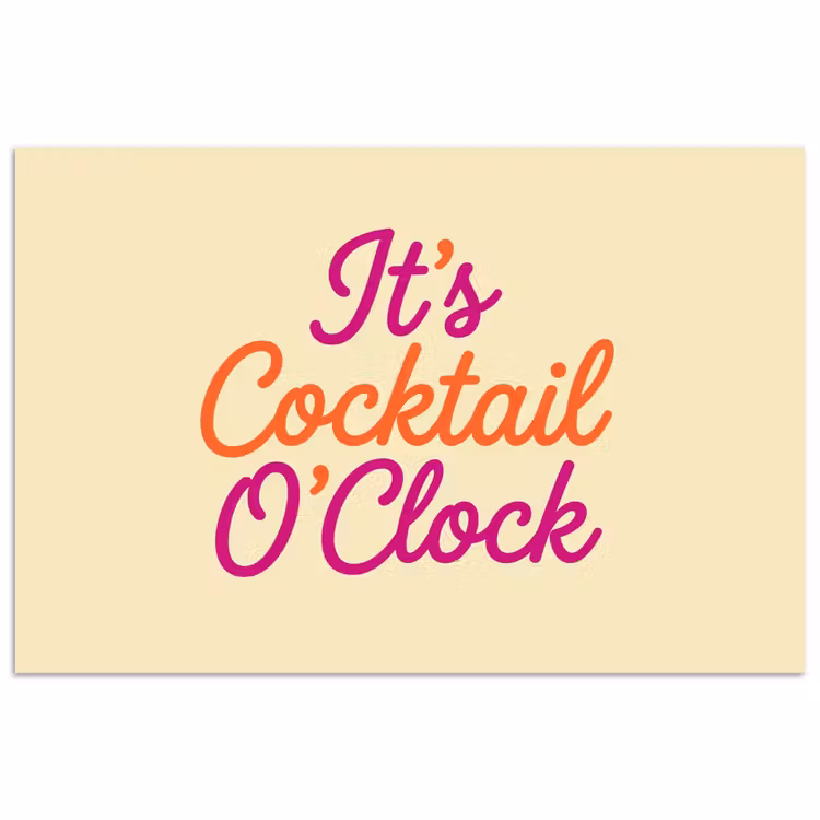 Poster - Cocktail O'Clock - Geel - Retro — 1