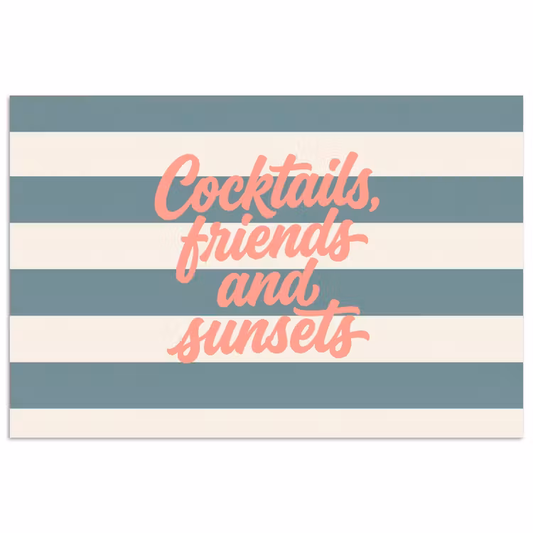 Poster - Cocktails - Strepen - Blauw - Koraal — 1