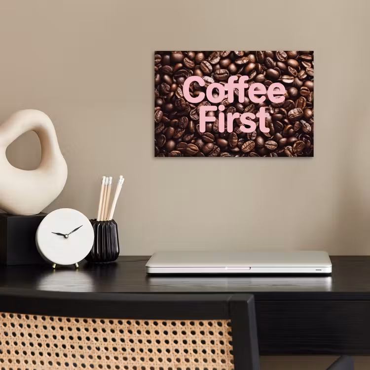 Poster - Coffee First - Koffiebonen - Roze — 2