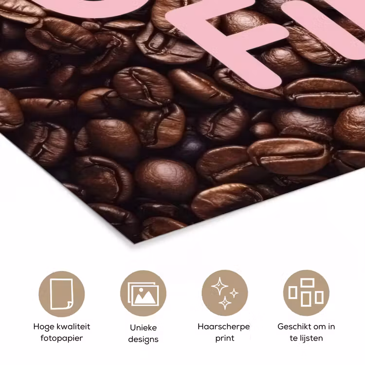 Poster - Coffee First - Koffiebonen - Roze — 5
