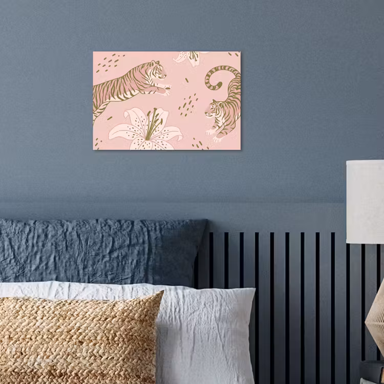 Poster - Kat - Springend - Bloemen - Abstract - Roze — 3