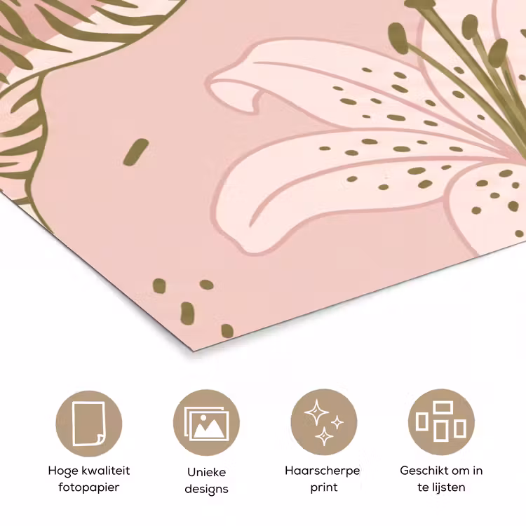 Poster - Kat - Springend - Bloemen - Abstract - Roze — 5