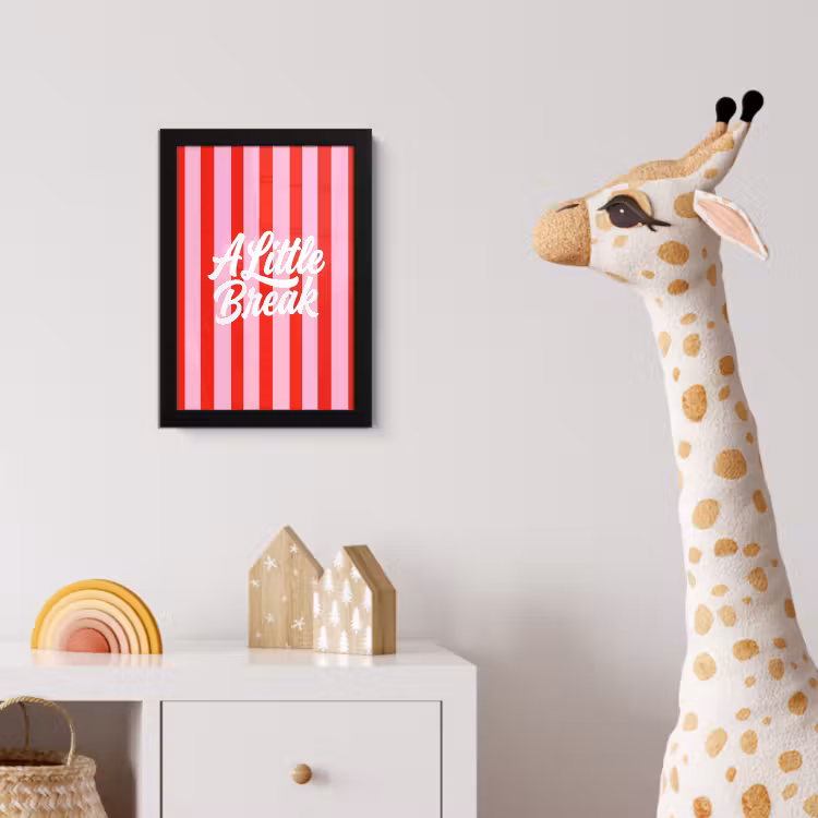 Poster met lijst - A Little Break - Strepen - Rood - Roze — 5