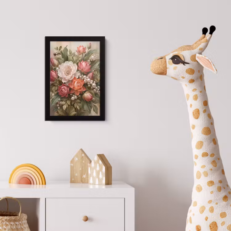 Poster met lijst - Bloemen - Parels - Elegant - Roze - Wit — 5