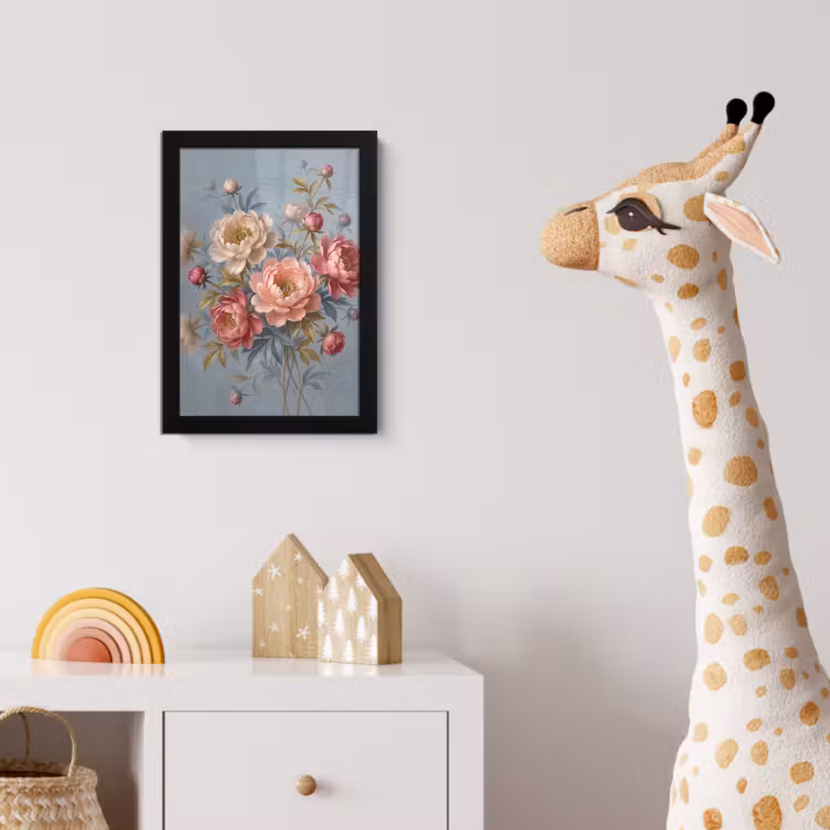 Poster met lijst - Bloemen - Roze - Beige - Modern - Natuur — 5