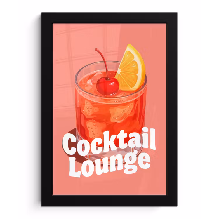 Poster met lijst - Cocktail Lounge - Glas - Koraal — 1