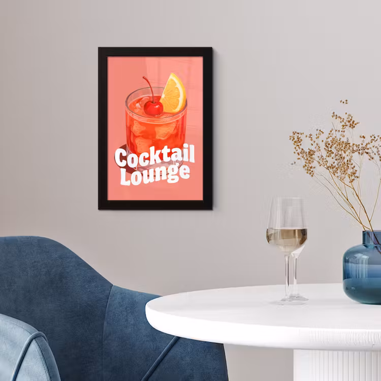Poster met lijst - Cocktail Lounge - Glas - Koraal — 2