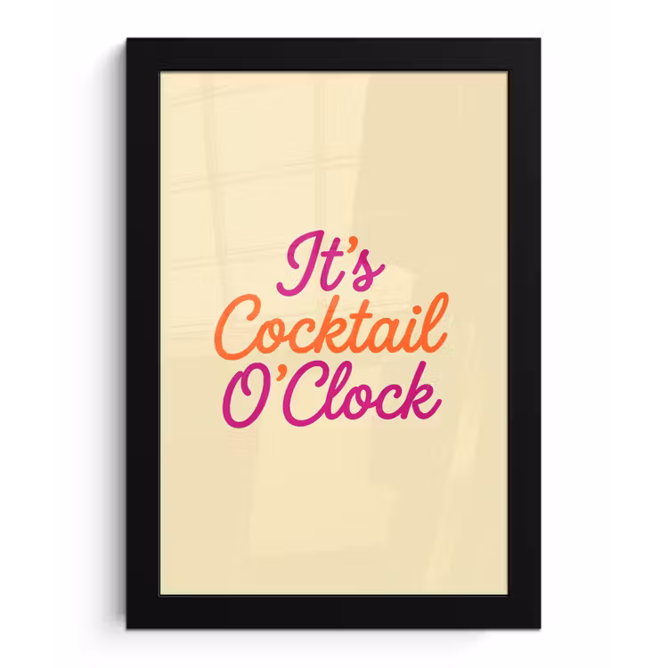 Poster met lijst - Cocktail O'Clock - Geel - Retro — 1