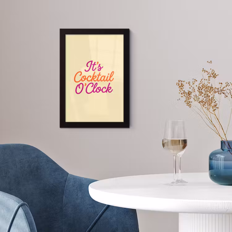 Poster met lijst - Cocktail O'Clock - Geel - Retro — 2