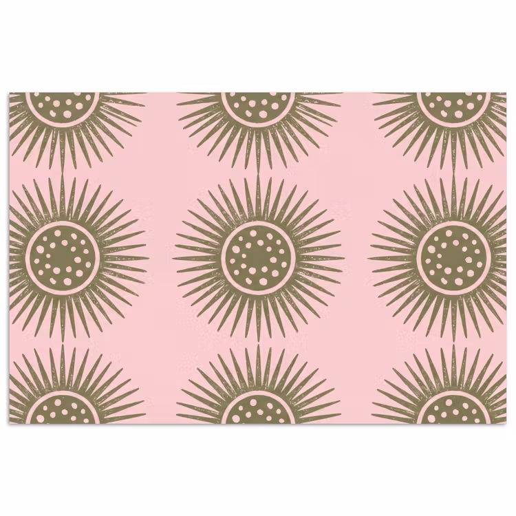 Poster - Bloemen - Patroon - Abstract - Roze - Groen — 1