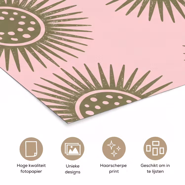 Poster - Bloemen - Patroon - Abstract - Roze - Groen — 5