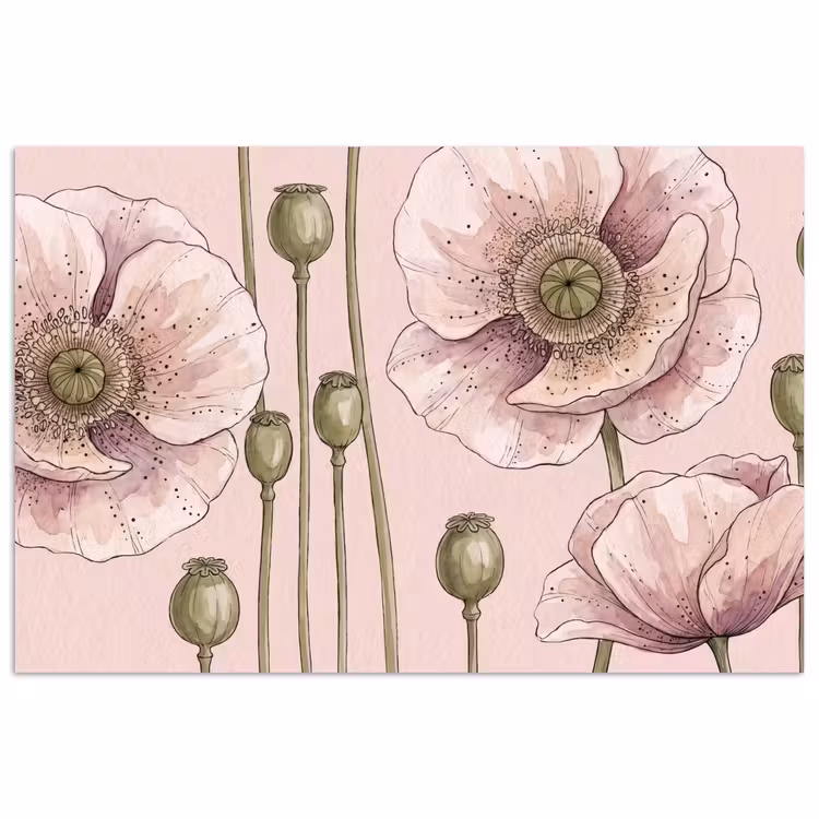 Poster - Bloemen - Zomer - Natuur - Aquarel - Roze — 1