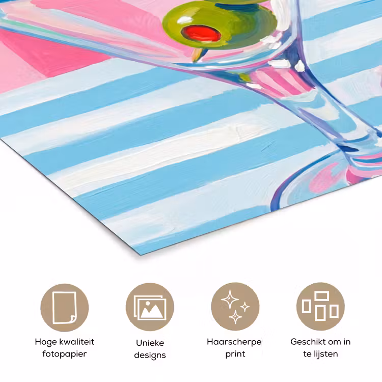 Poster - Cocktail - Olijven - Kunst - Modern - Roze — 5