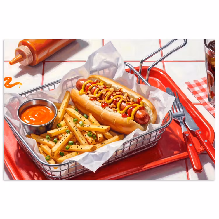 Poster - Eten - Hotdog - Fastfood - Modern - Rood — 1