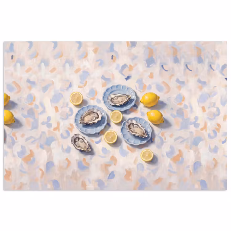 Poster - Eten - Oesters - Citroenen - Modern - Geel — 1