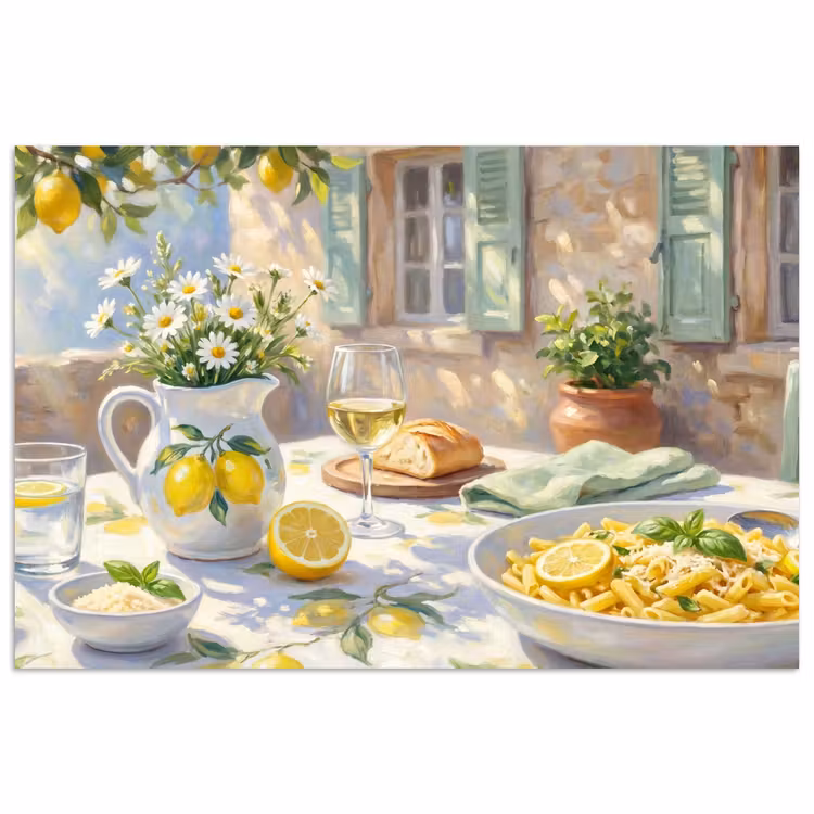 Poster - Eten - Terras - Zomer - Geschilderd - Geel — 1
