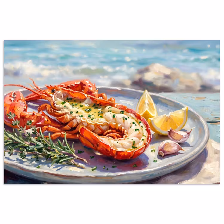 Poster - Eten - Zee - Kust - Modern - Blauw — 1