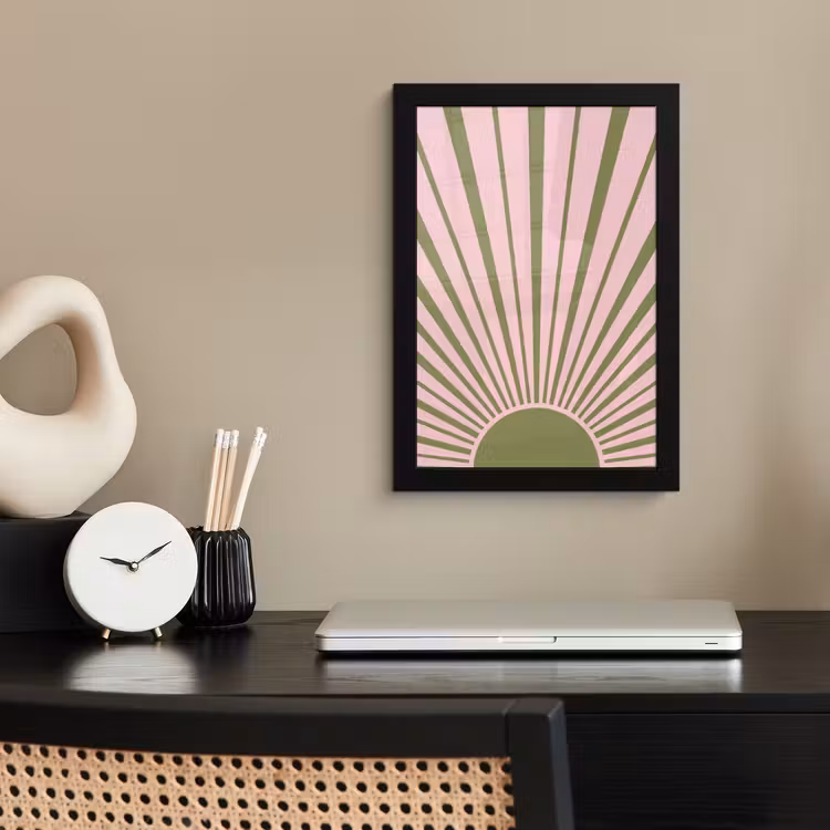 Poster met lijst - Abstract - Stralen - Grafisch - Roze - Groen — 3