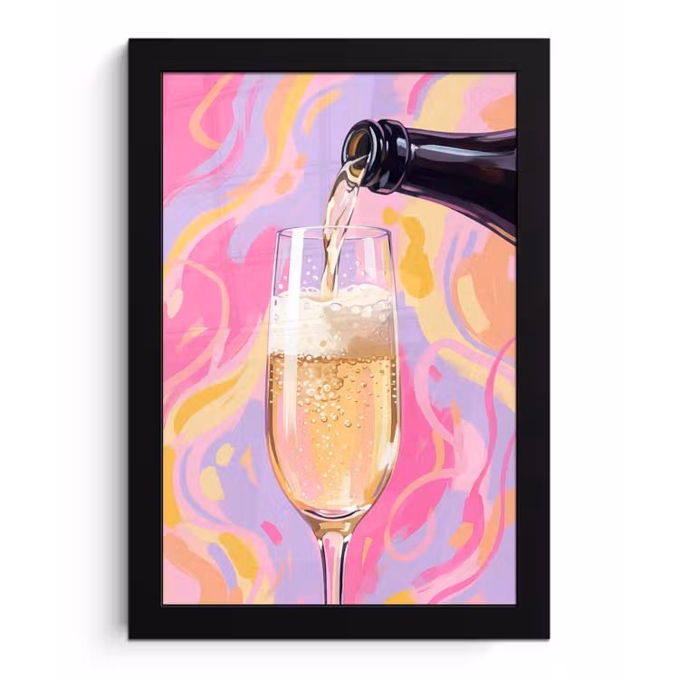 Poster met lijst - Drank - Inschenken - Feest - Abstract - Roze — 1