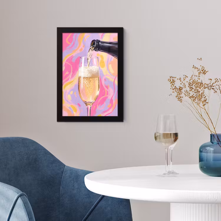 Poster met lijst - Drank - Inschenken - Feest - Abstract - Roze — 2