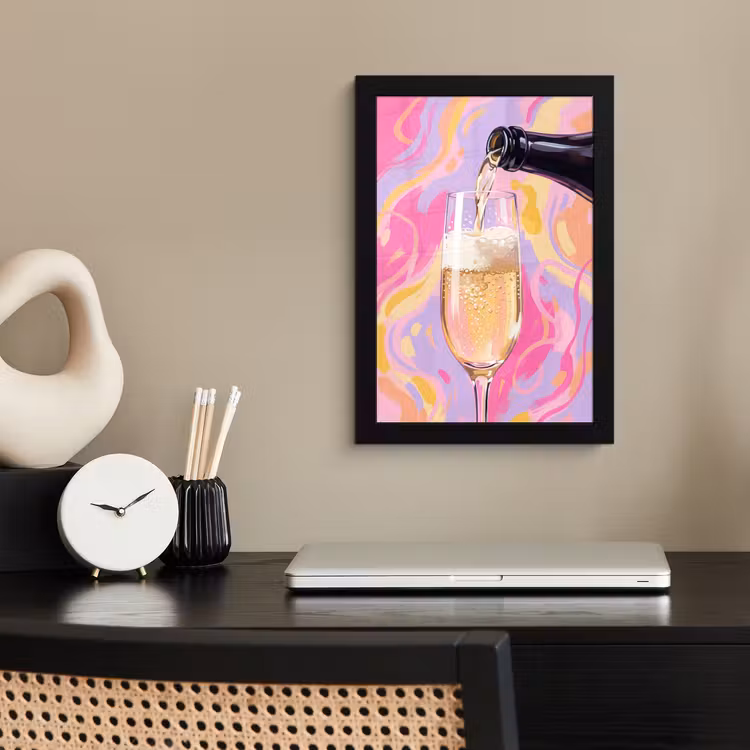 Poster met lijst - Drank - Inschenken - Feest - Abstract - Roze — 3