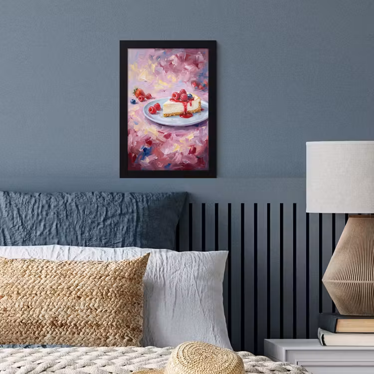Poster met lijst - Eten - Cheesecake - Bessen - Abstract - Roze — 4