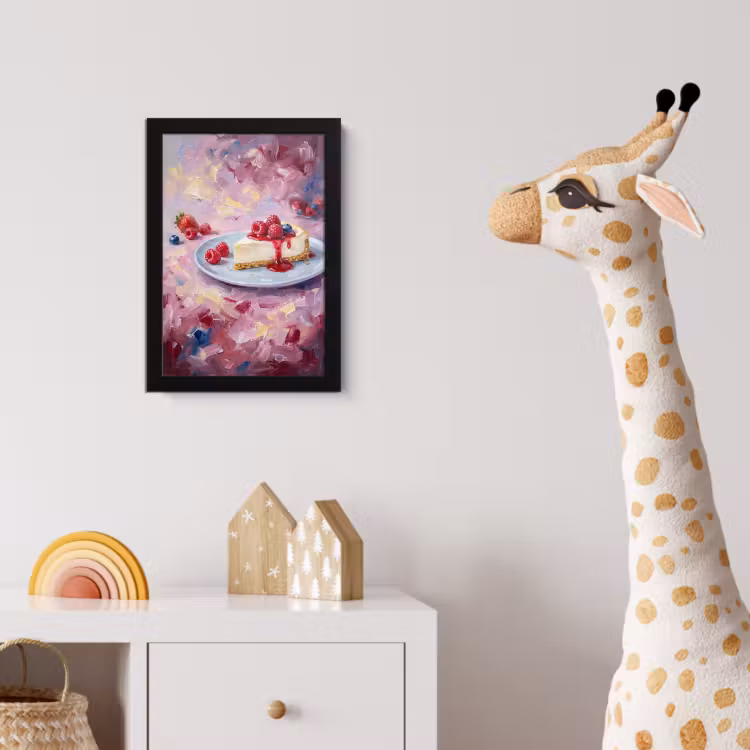 Poster met lijst - Eten - Cheesecake - Bessen - Abstract - Roze — 5