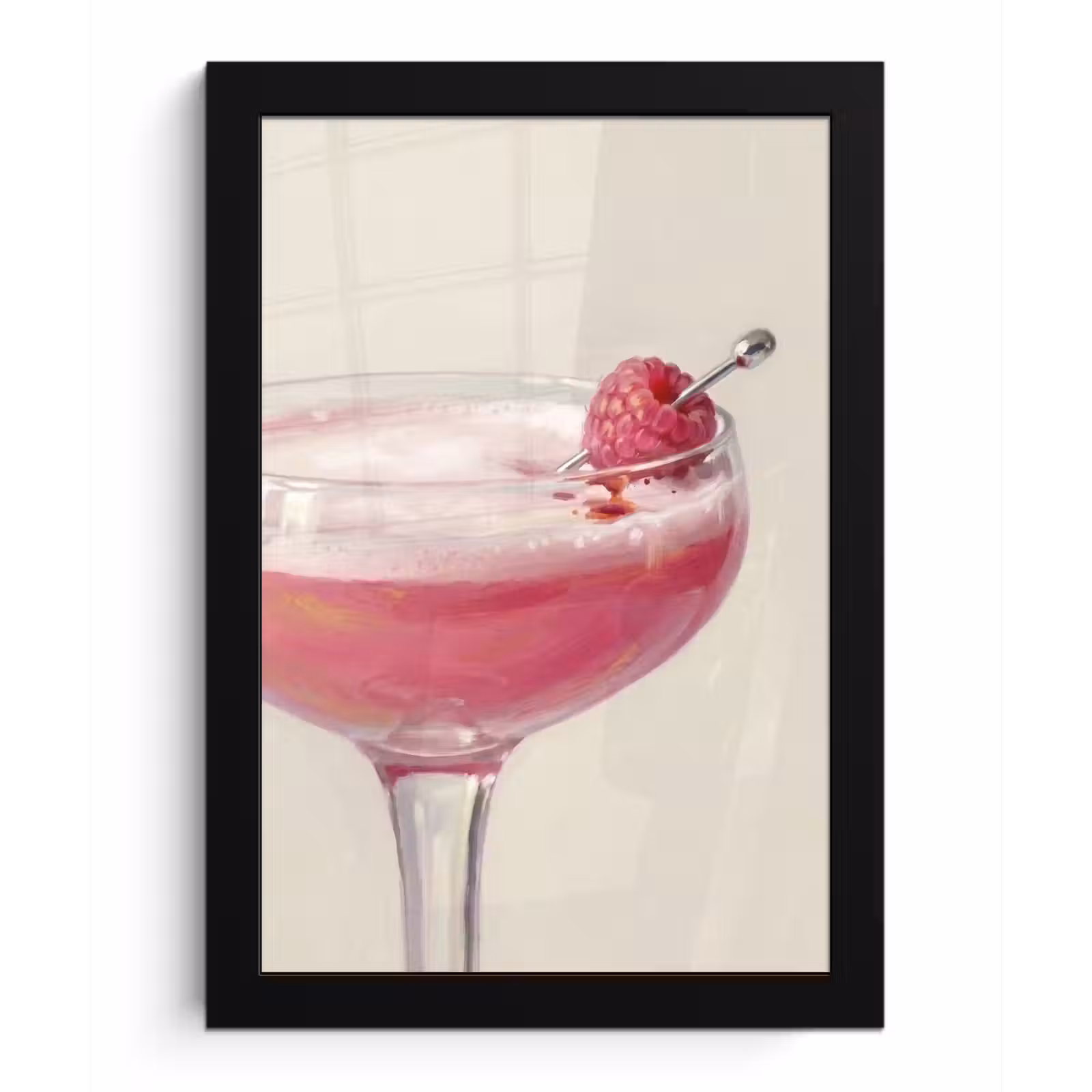 Poster met lijst - Cocktail - Framboos - Drank - Modern - Roze — 1