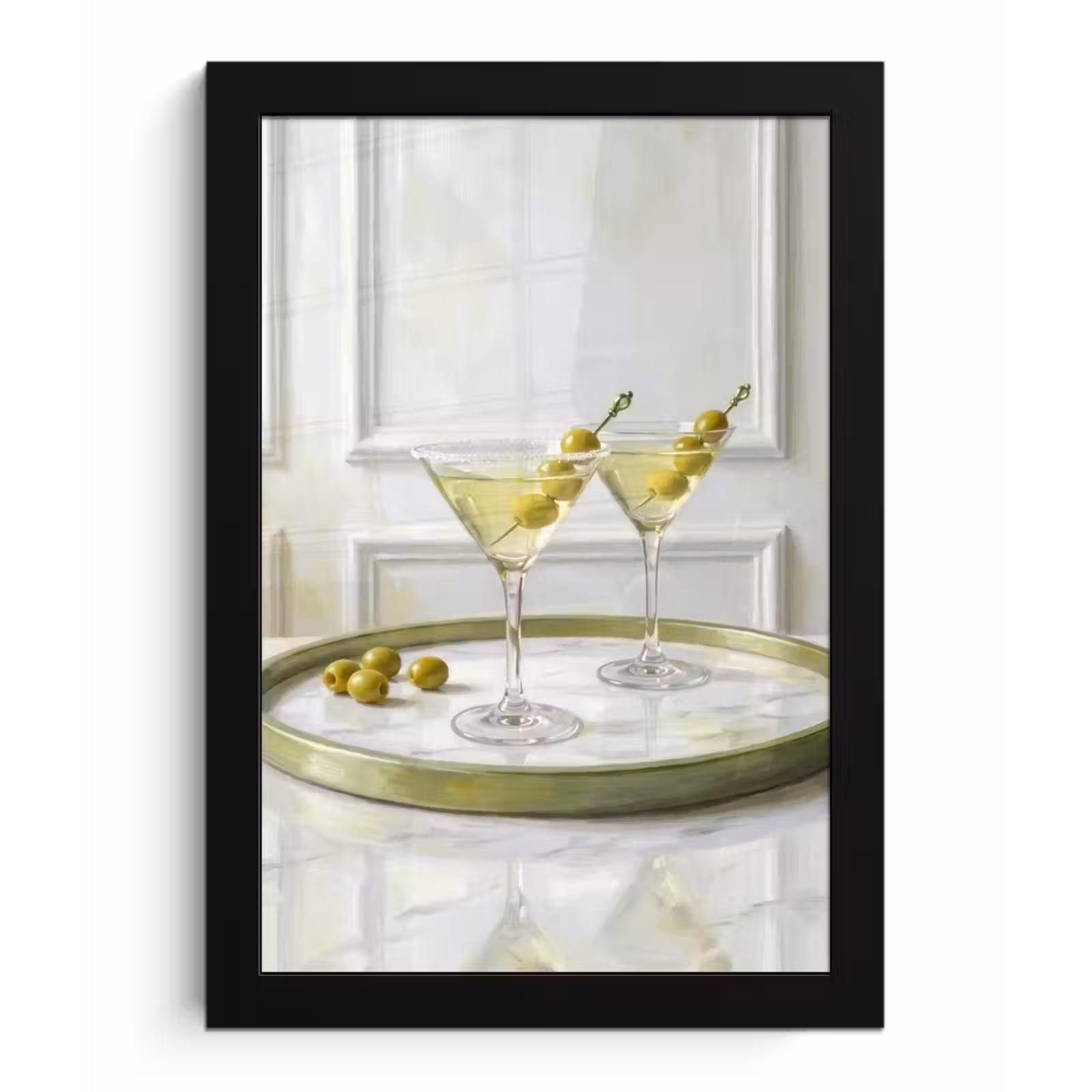 Poster met lijst - Drank - Martini - Olijven - Modern - Wit — 1