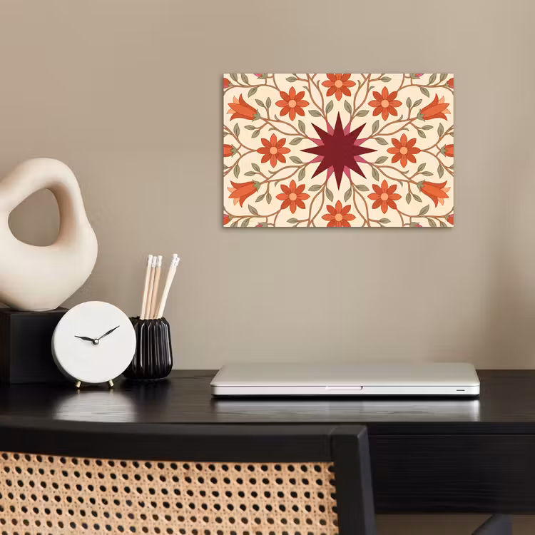 Poster - Bloemen - Mandala - Decoratief - Rood — 2