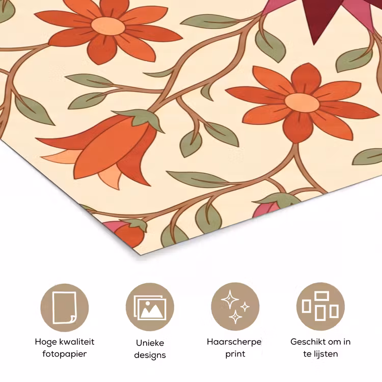 Poster - Bloemen - Mandala - Decoratief - Rood — 5