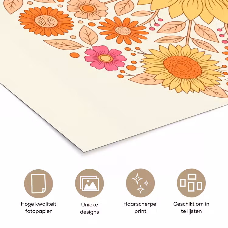Poster - Bloemen - Mandala - Patroon - Kleurrijk — 5