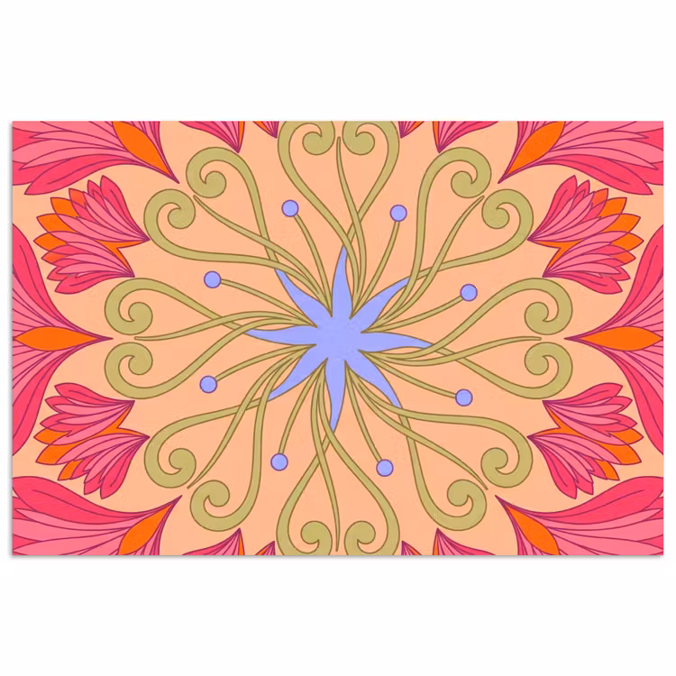 Poster - Bloemen - Patroon - Abstract - Roze - Decoratief — 1