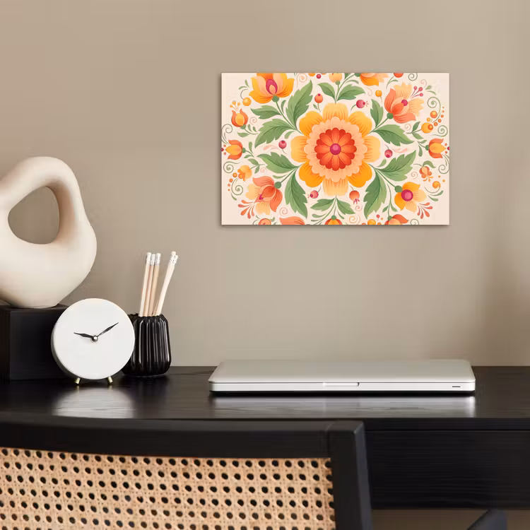 Poster - Bloemen - Patroon - Decoratief - Oranje — 2