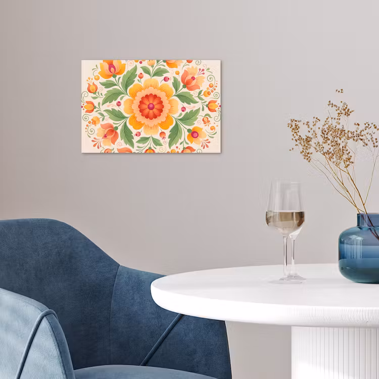 Poster - Bloemen - Patroon - Decoratief - Oranje — 4