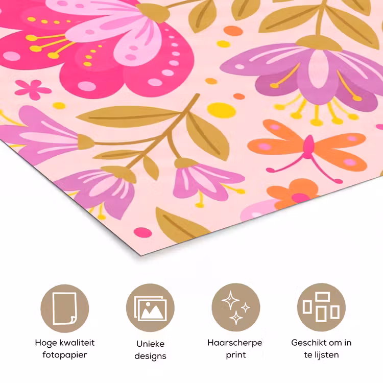 Poster - Bloemen - Patroon - Natuur - Abstract - Roze — 5