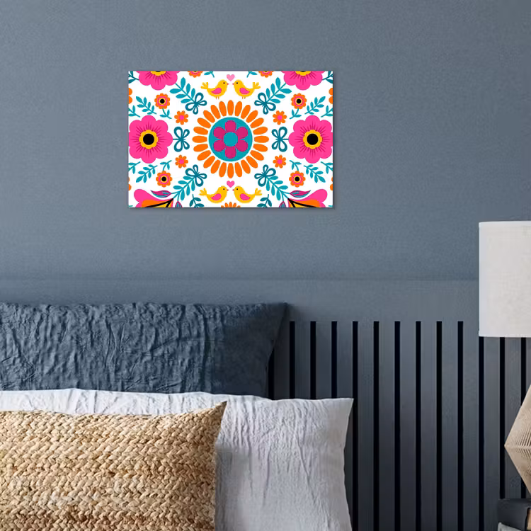 Poster - Bloemen - Vogel - Patroon - Kleurrijk - Modern — 3