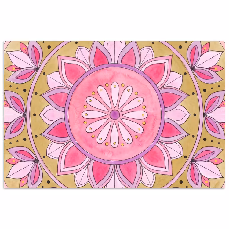 Poster - Mandala - Patroon - Kunst - Aquarel - Roze — 1