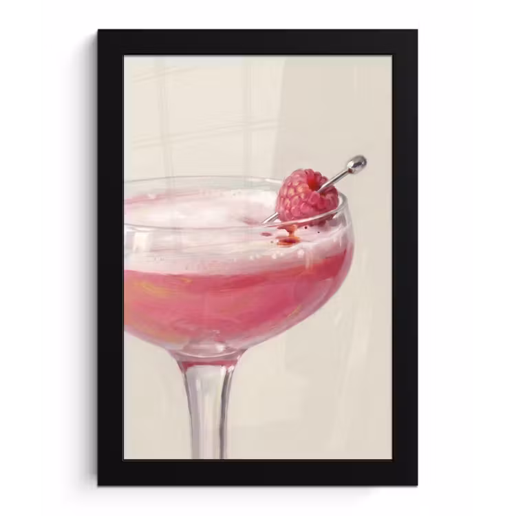 Poster met lijst - Cocktail - Framboos - Drank - Modern - Roze — 1
