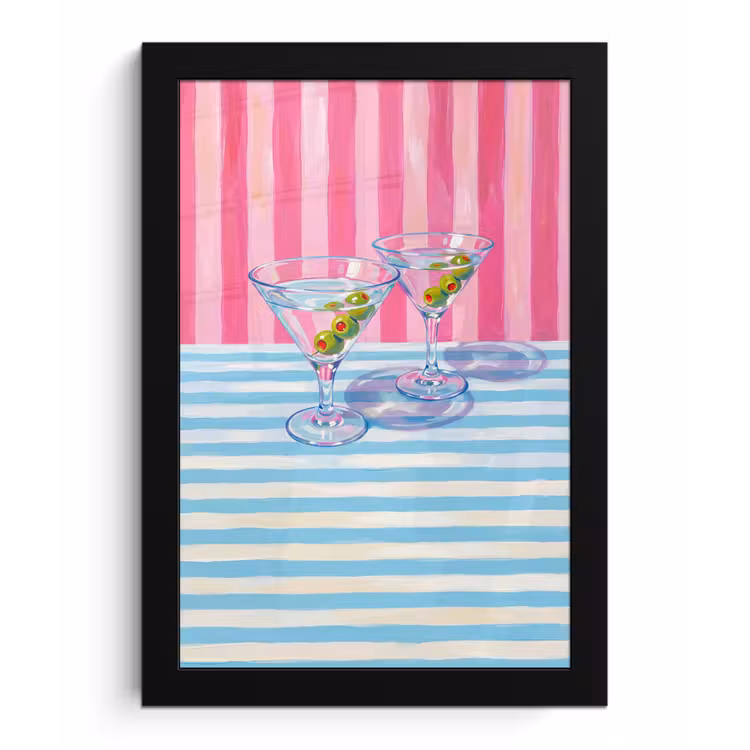 Poster met lijst - Cocktail - Olijven - Kunst - Modern - Roze — 1