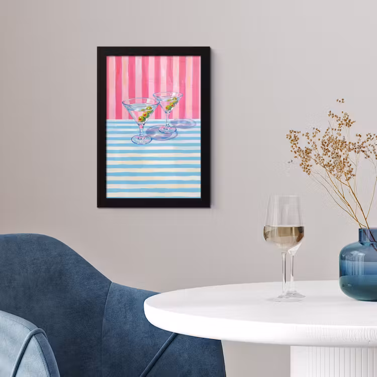 Poster met lijst - Cocktail - Olijven - Kunst - Modern - Roze — 2