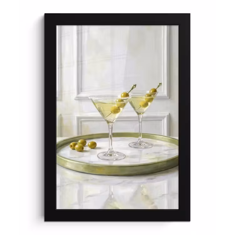 Poster met lijst - Drank - Martini - Olijven - Modern - Wit — 1