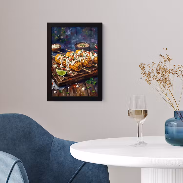 Poster met lijst - Eten - Maïs - Saus - Geschilderd - Geel — 2