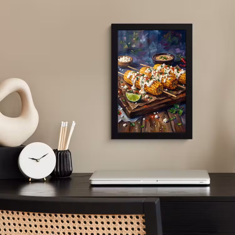 Poster met lijst - Eten - Maïs - Saus - Geschilderd - Geel — 3