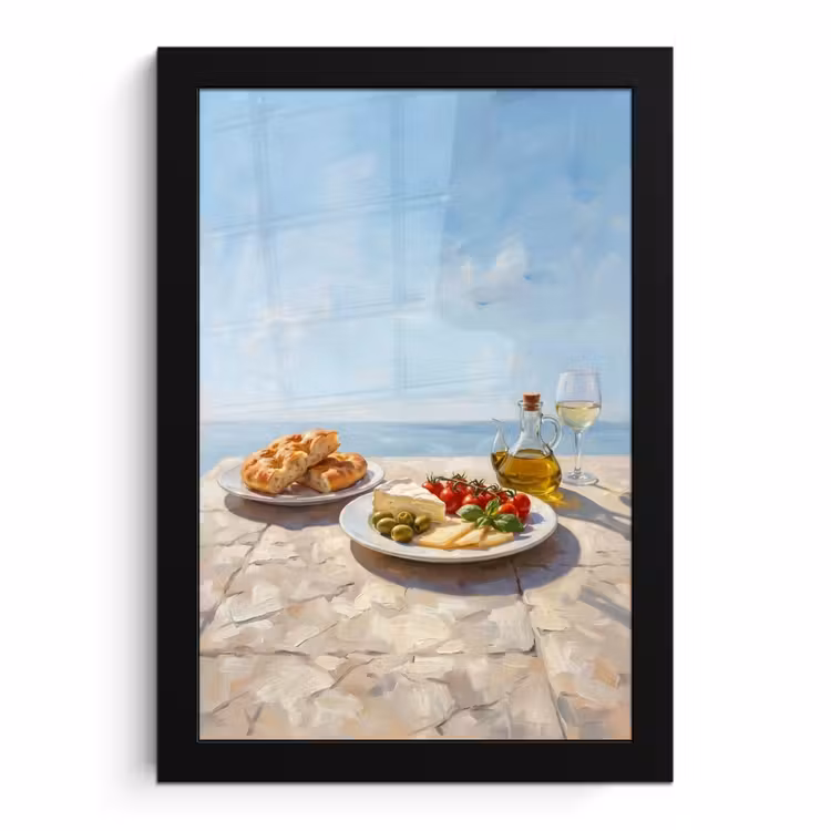 Poster met lijst - Eten - Middellandse Zee - Natuur - Geschilderd — 1