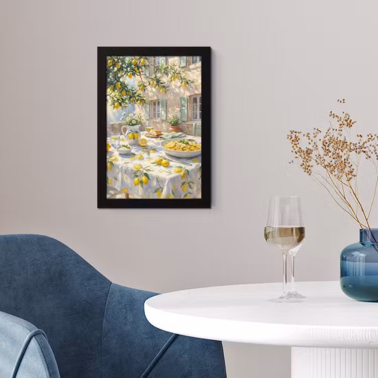 Poster met lijst - Eten - Terras - Zomer - Geschilderd - Geel — 2