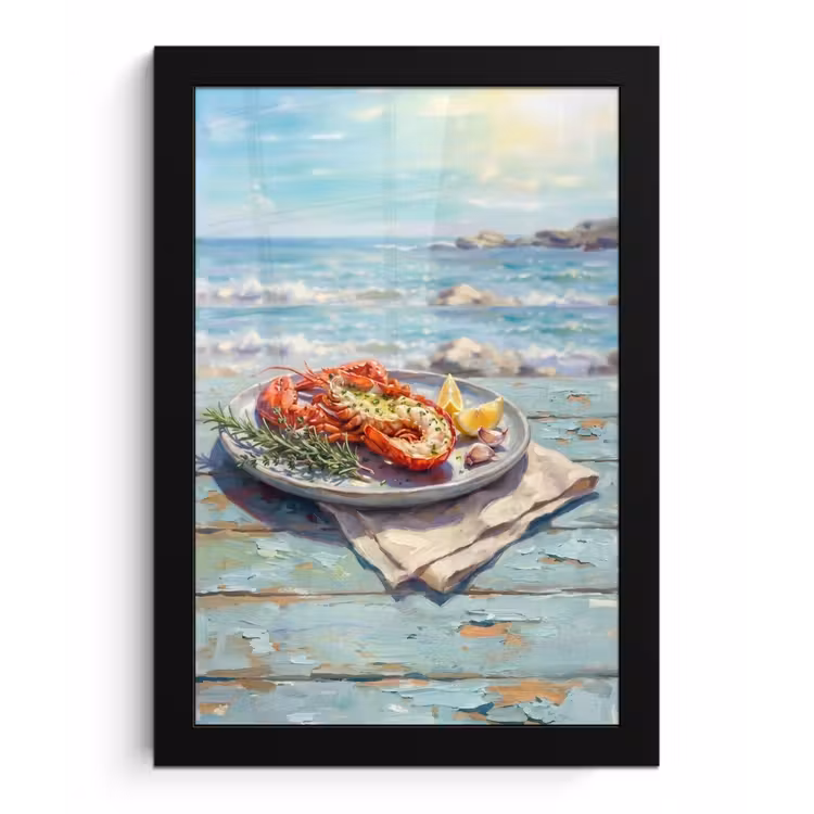Poster met lijst - Eten - Zee - Kust - Modern - Blauw — 1